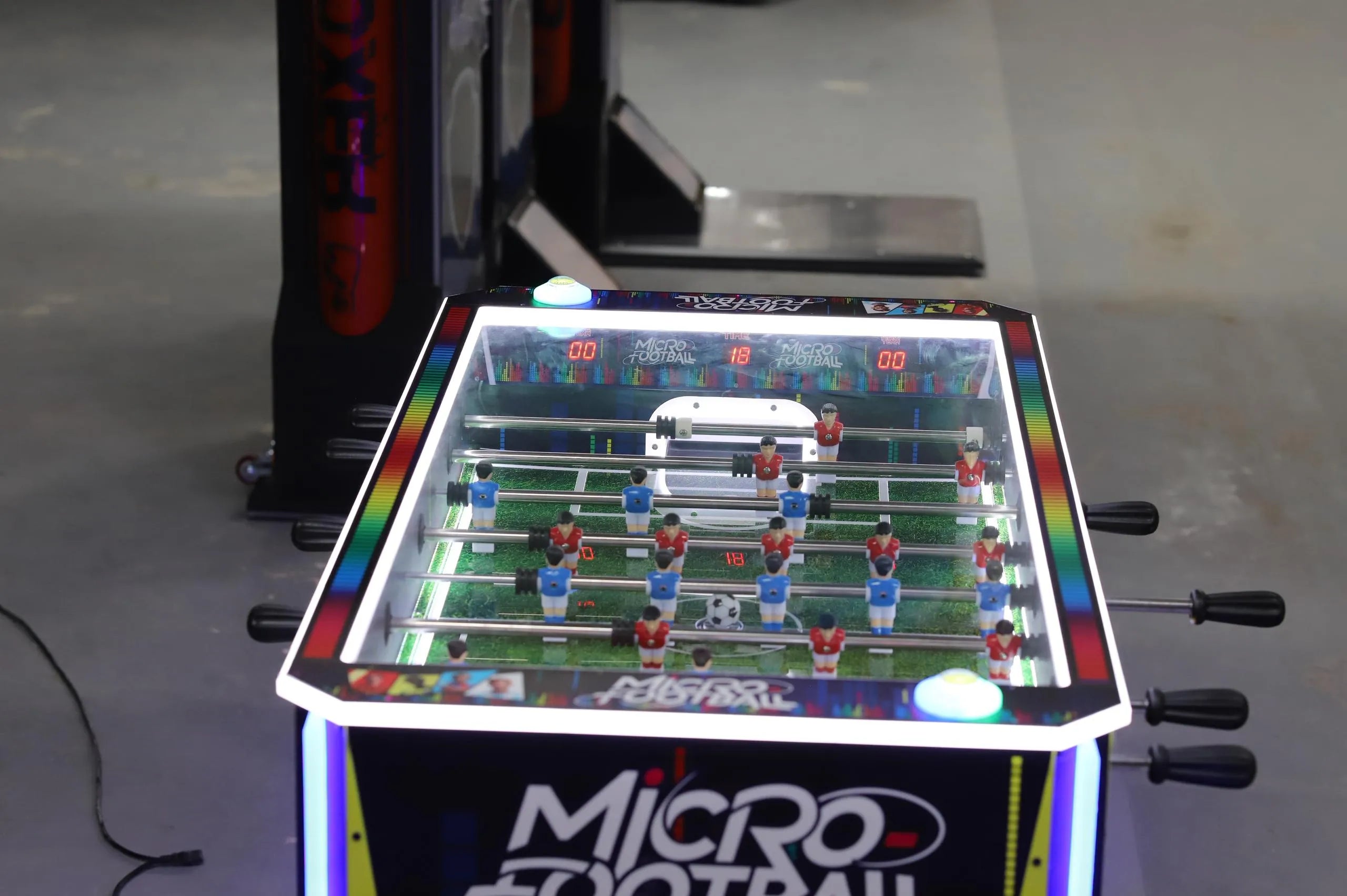 Micro Football™ Foosball Table with Soccer Ball Elevator Center, Digital Score Boards, and LED Neon Cabinet Lights