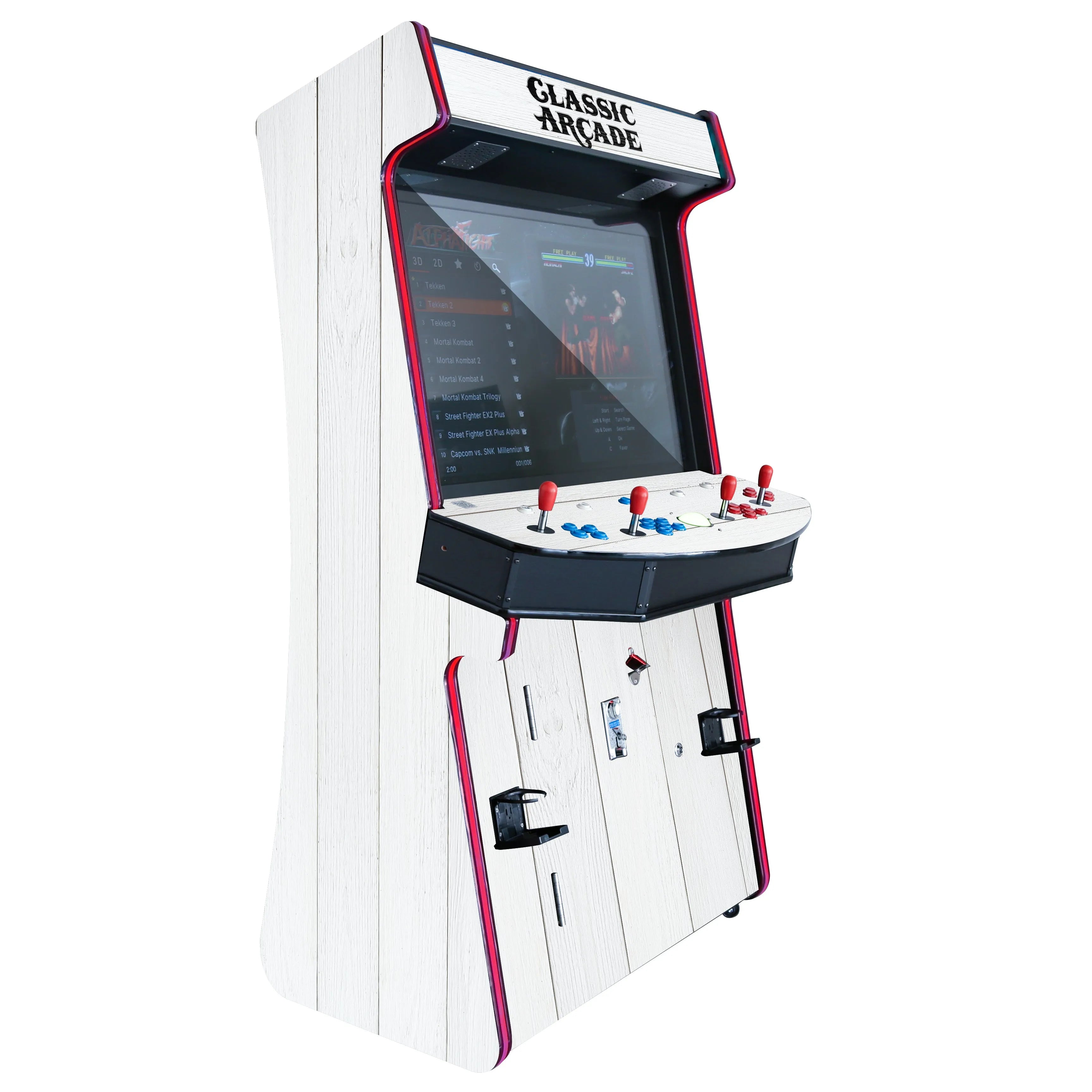White Wood Grain TR-1 Stand-Up Arcade System