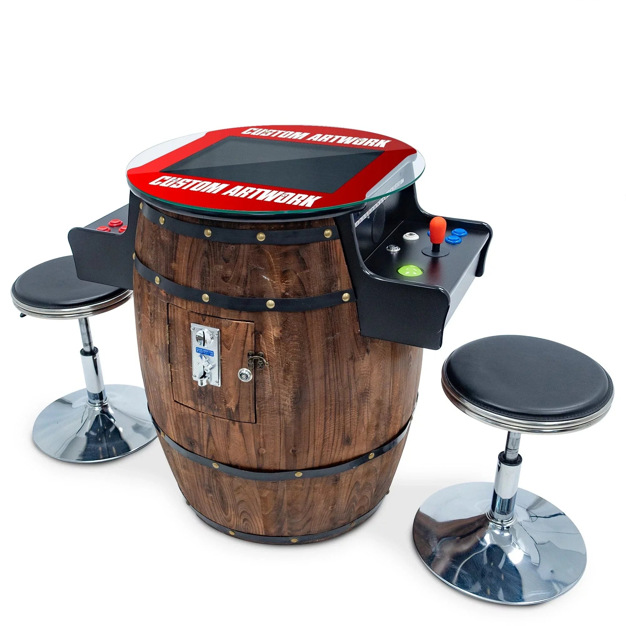 Custom Artwork Wine Barrel Cocktail Arcade Machine