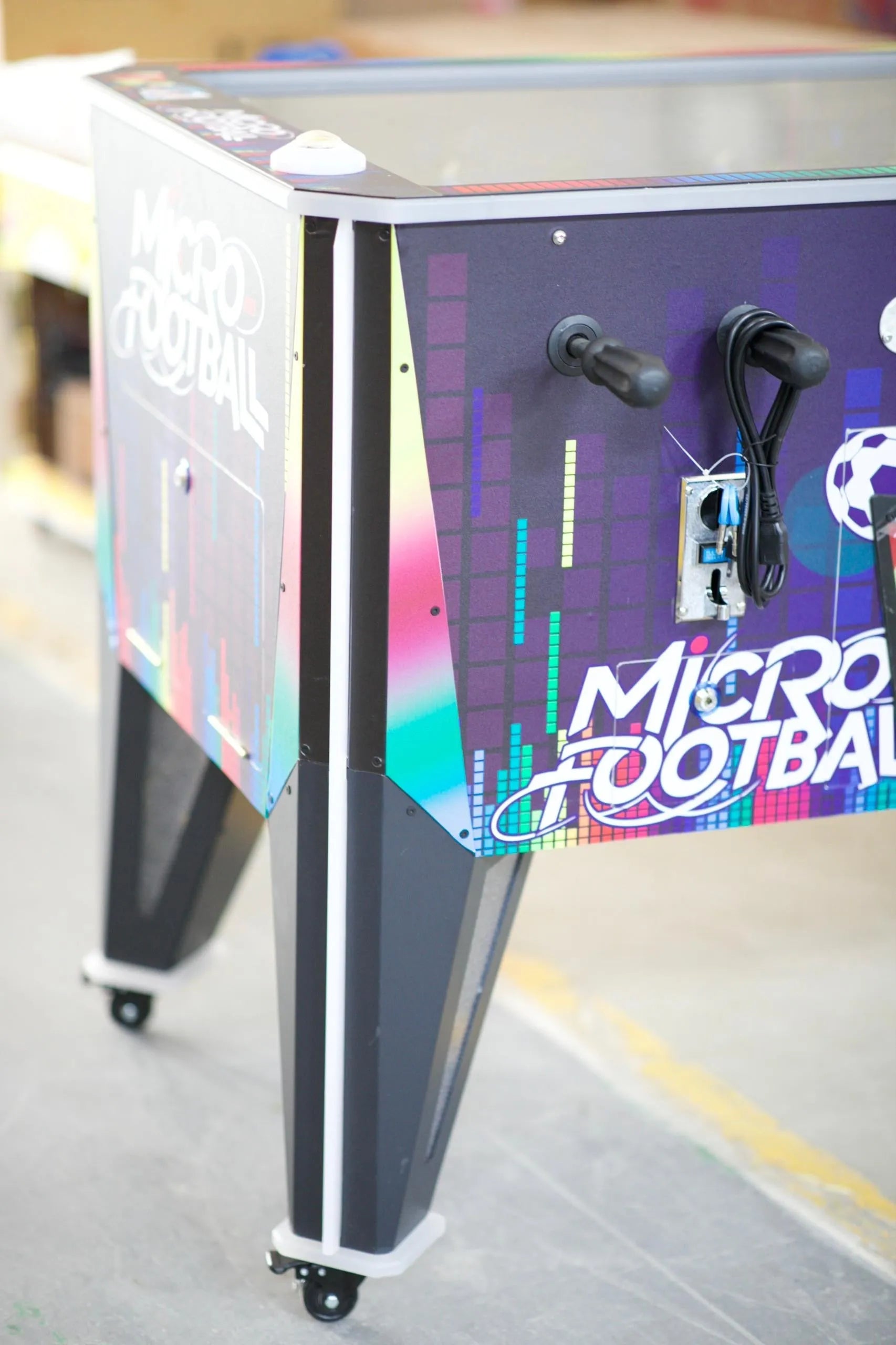 Micro Football™ Foosball Table with Soccer Ball Elevator Center, Digital Score Boards, and LED Neon Cabinet Lights