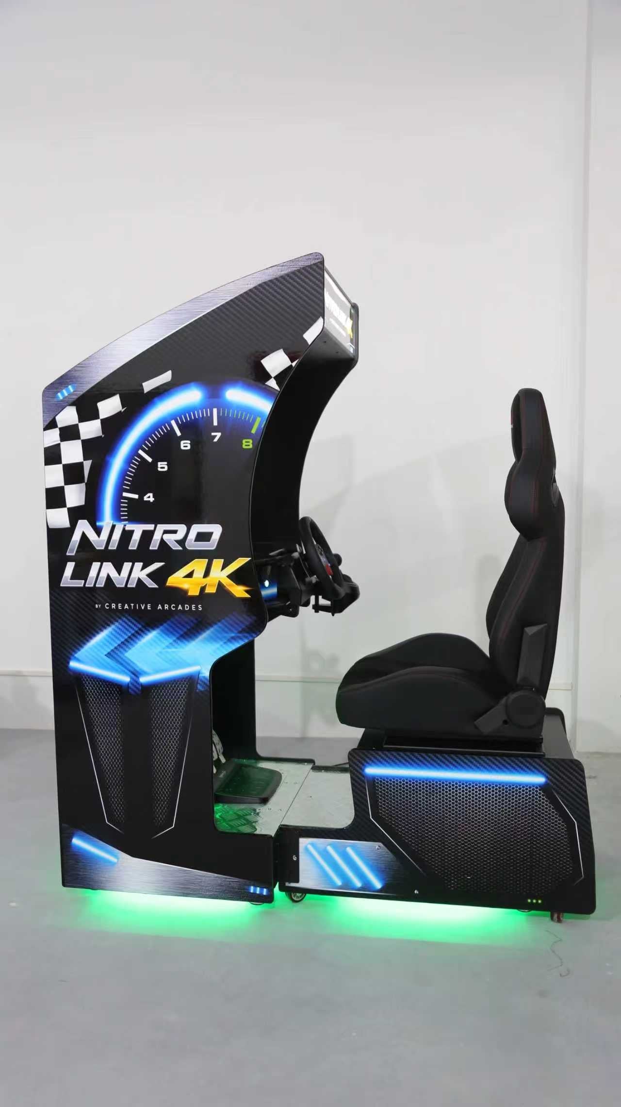 NEW Nitro Link 4K Racing Simulator Arcade Machine with Neon Cabinet Lights and 236 Games