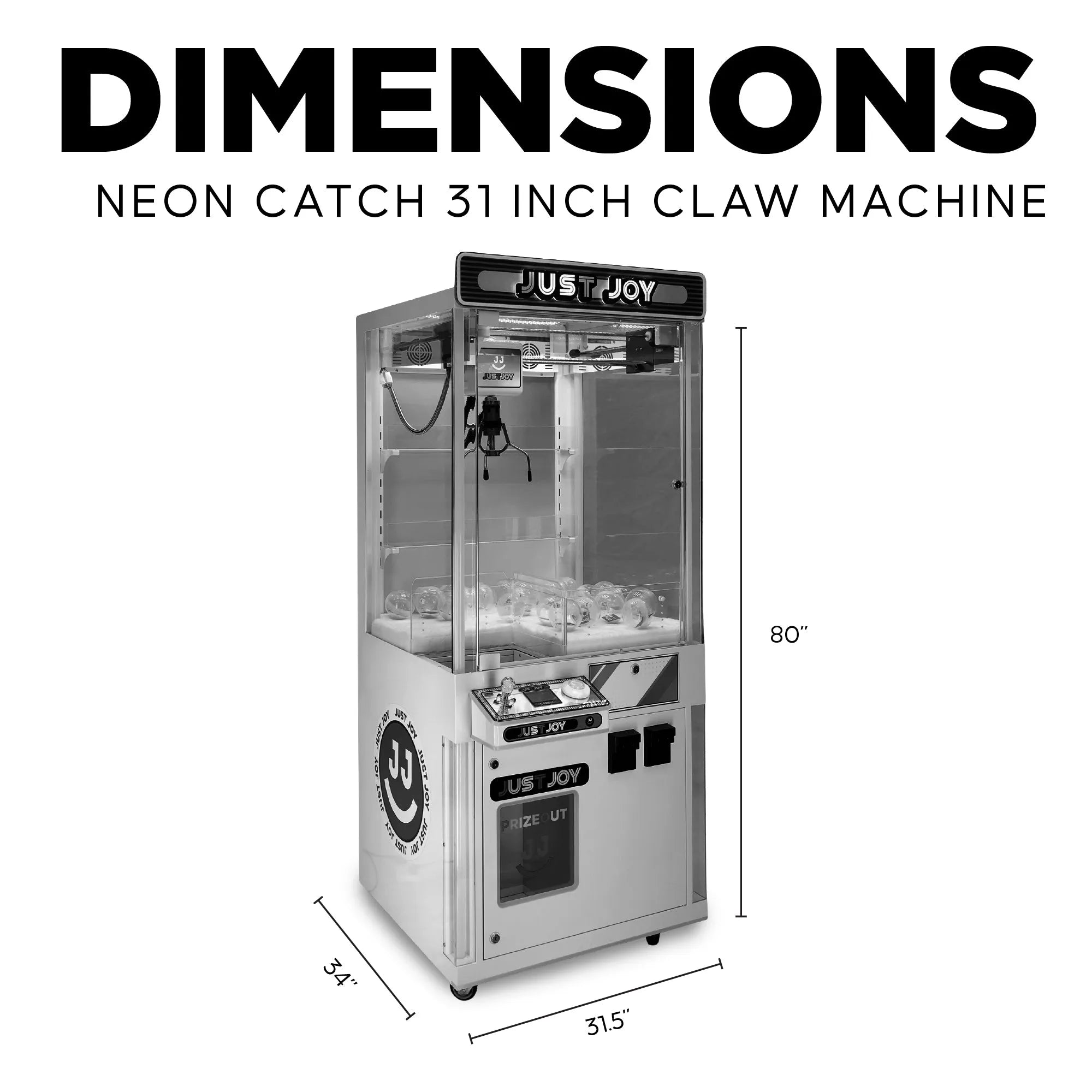 Neon Catch™ 31" Claw Machine with 7 Color Neon Cabinet Lights