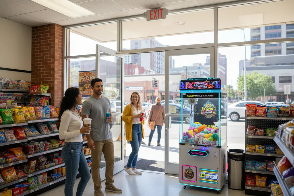 Claw World Arcades™ - 31" Mid-Size Claw Machine with Digital Customizable Marquee and Neon Lights | White