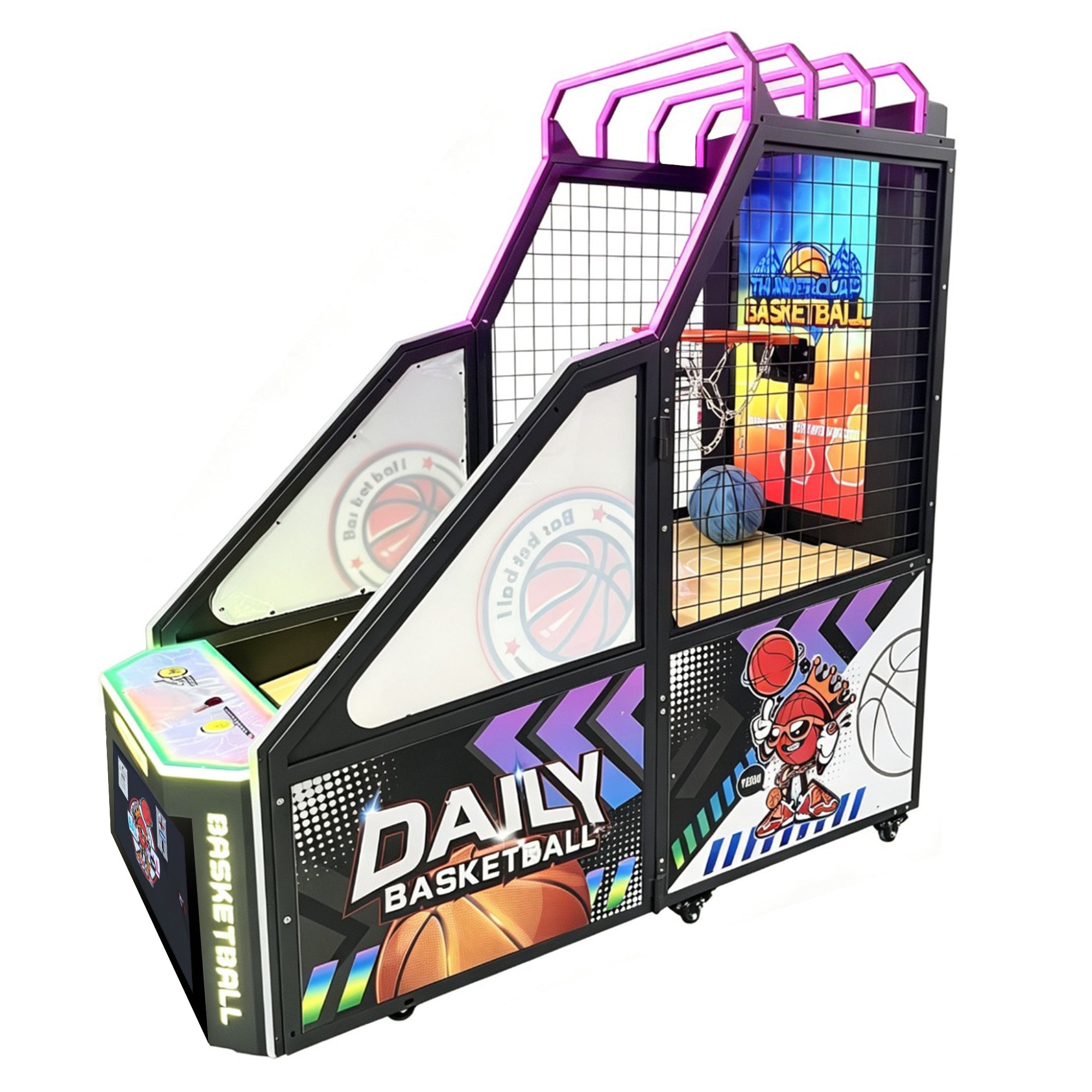 Daily Basketball Kid-Friendly Basketball Shooting Arcade with Neon Lights