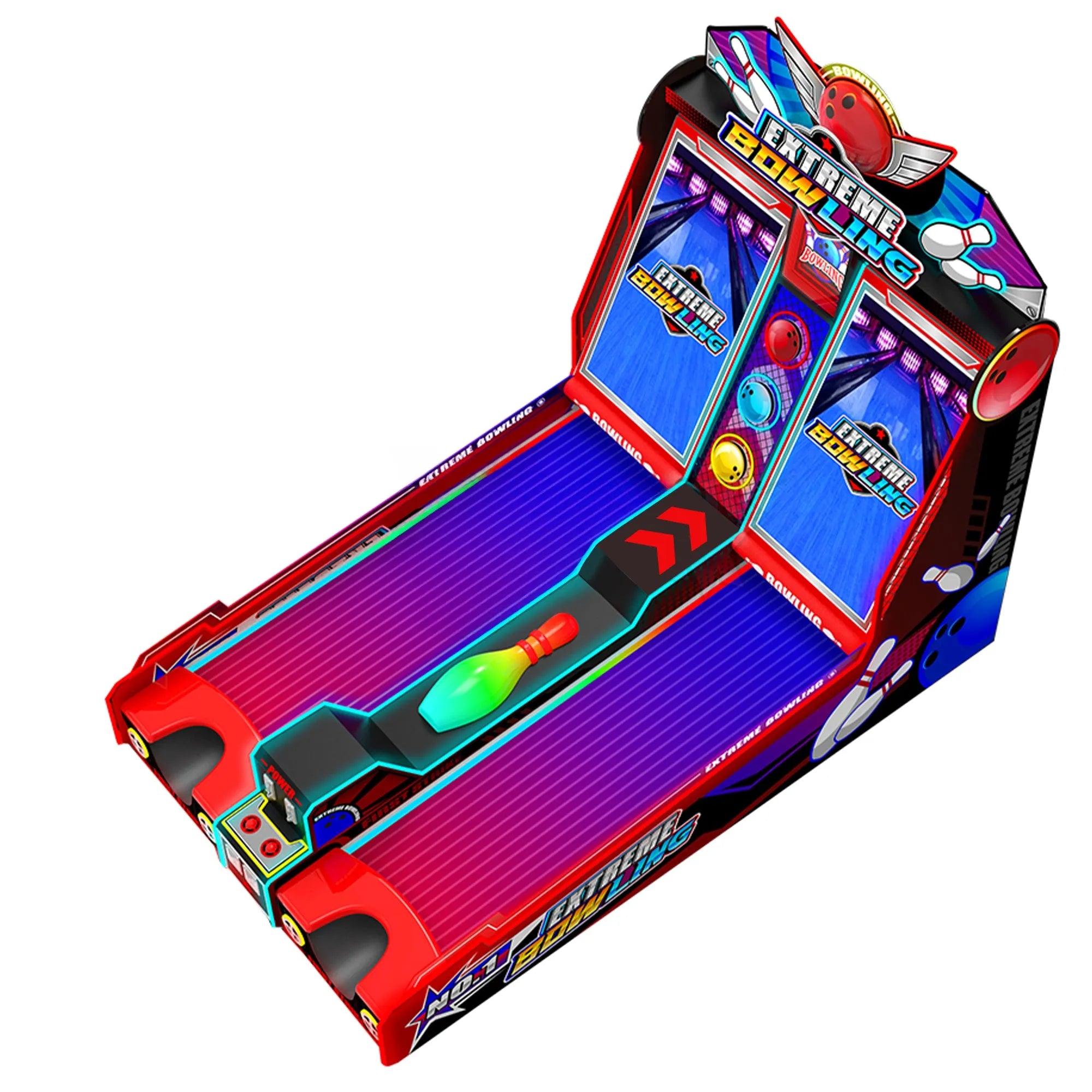 Extreme Bowling™ – Turbo Strike Digital Skeeball 2-Player Machine with LED Lights
