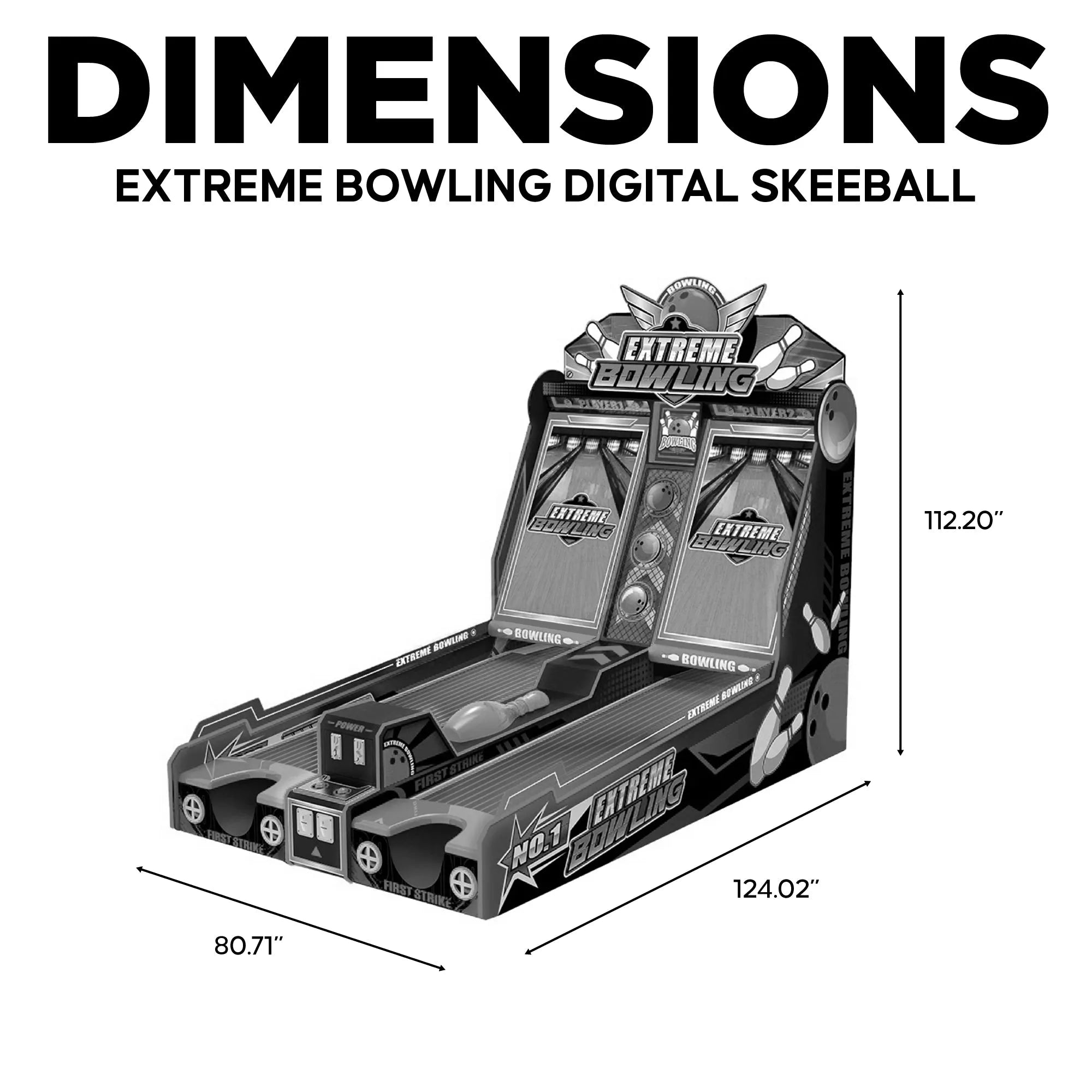 Extreme Bowling™ – Turbo Strike Digital Skeeball 2-Player Machine with LED Lights
