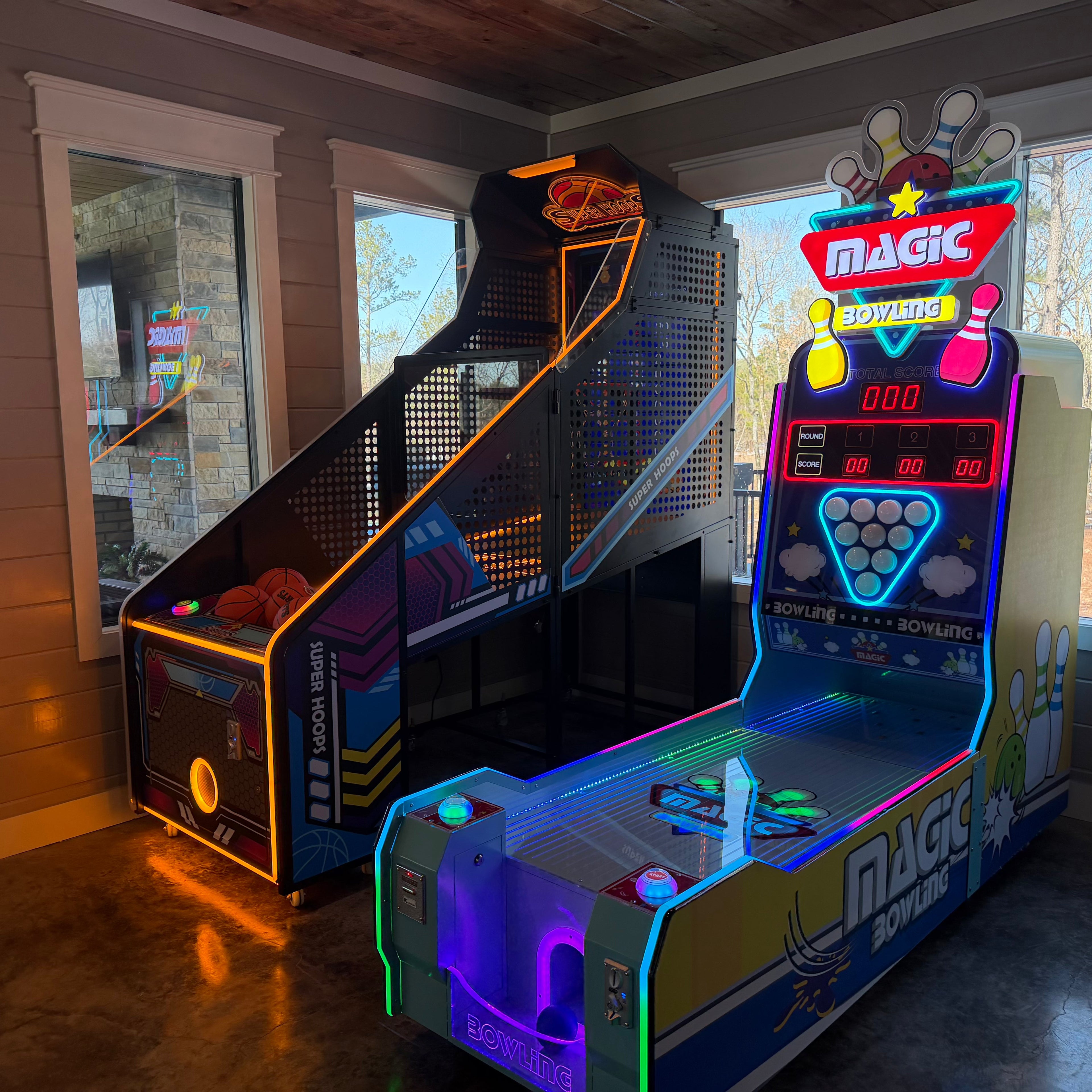 Super Hoops™ Basketball Arcade with Digital Back Board and Neon Lights