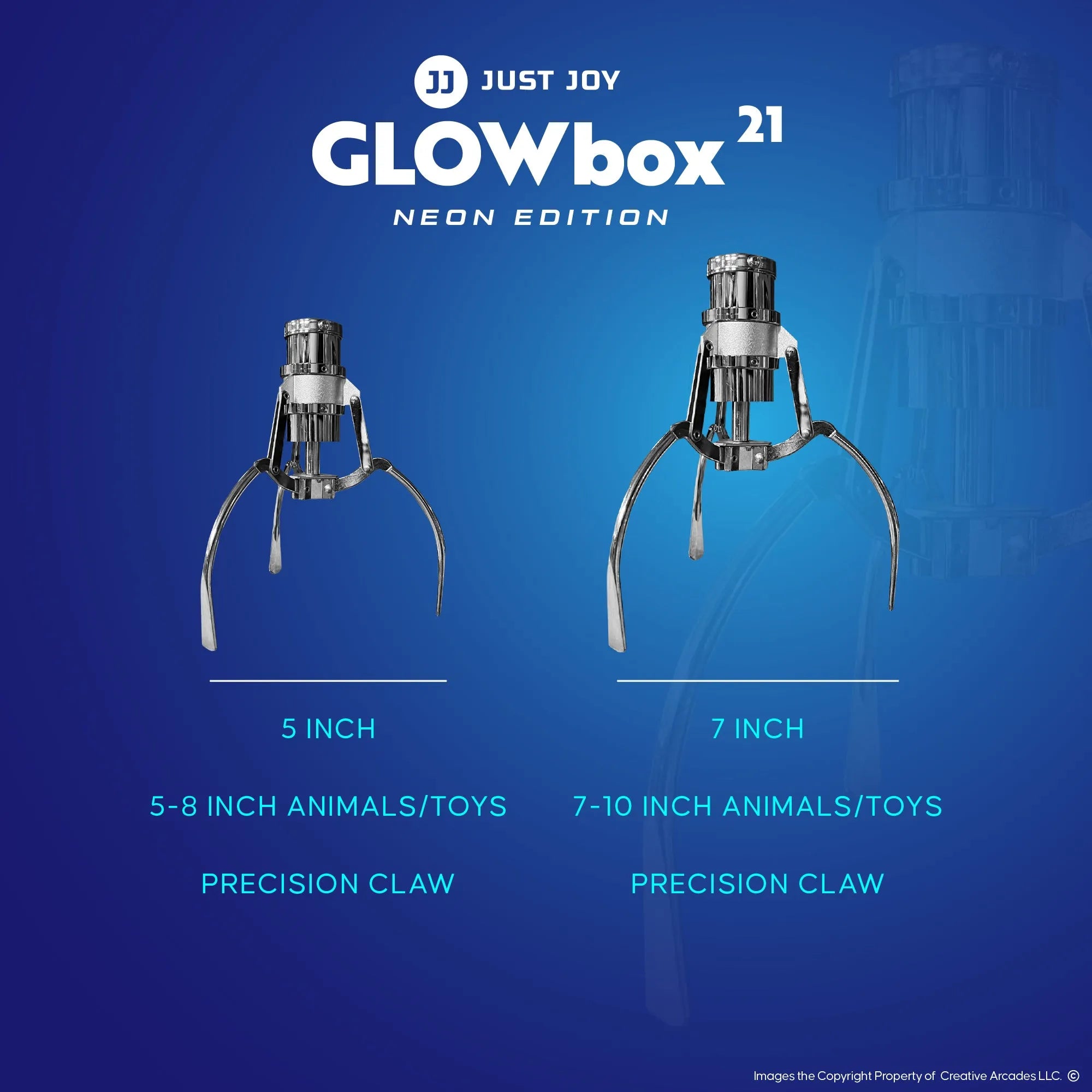 Glow Box™ 21" Claw Machine with 7 Color Neon Cabinet Lights