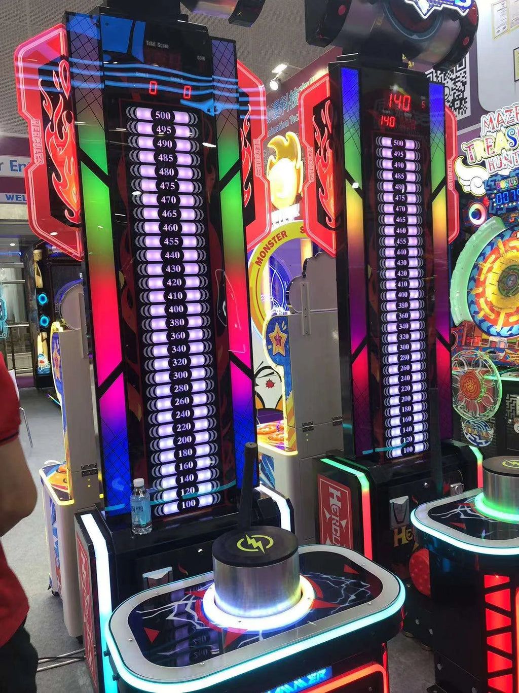 Hercules Power Strike™ High-Striker Hammer Arcade Machine with Neon Lights