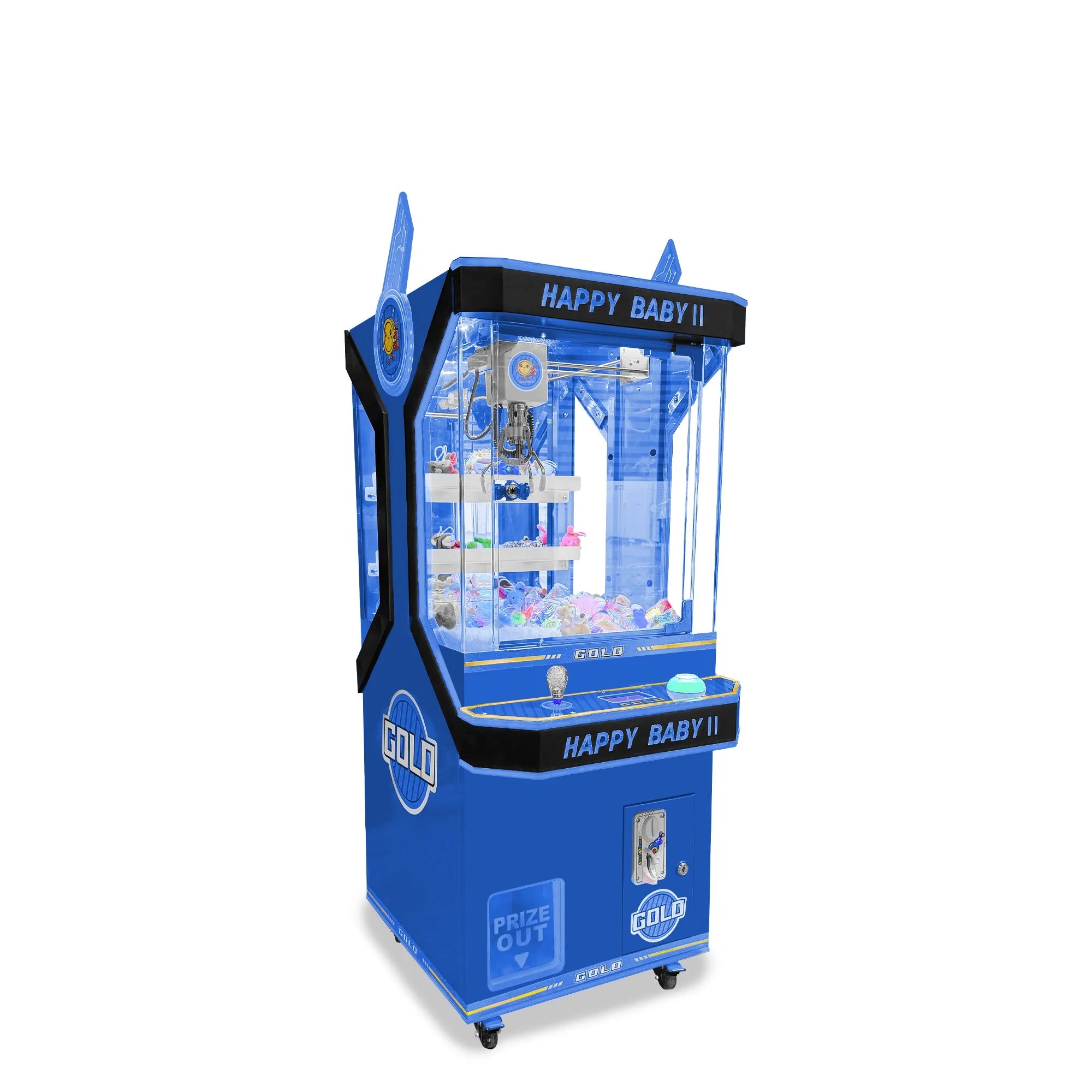 Happy Baby 2™ Gold Edition 20" Mini Kid Friendly Claw Machine with Neon Lights | Blue