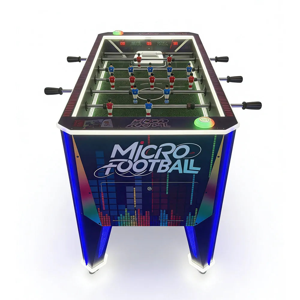Micro Football™ Foosball Table with Soccer Ball Elevator Center, Digital Score Boards, and LED Neon Cabinet Lights