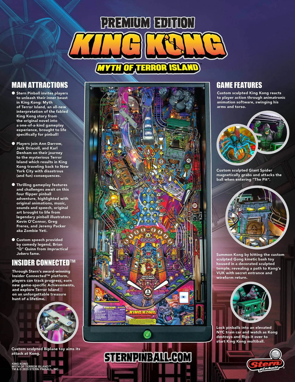 Premium King Kong: Myth of Terror Island Pinball Machine by Stern Pinball