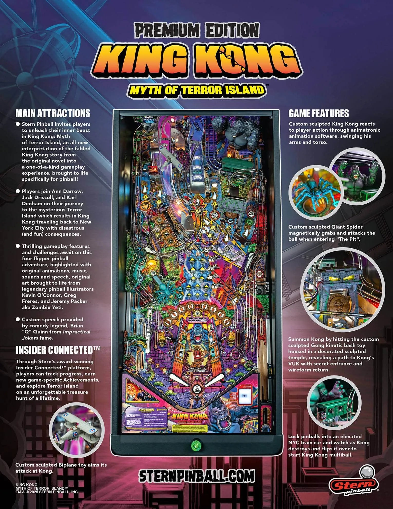 Premium King Kong: Myth of Terror Island Pinball Machine by Stern Pinball