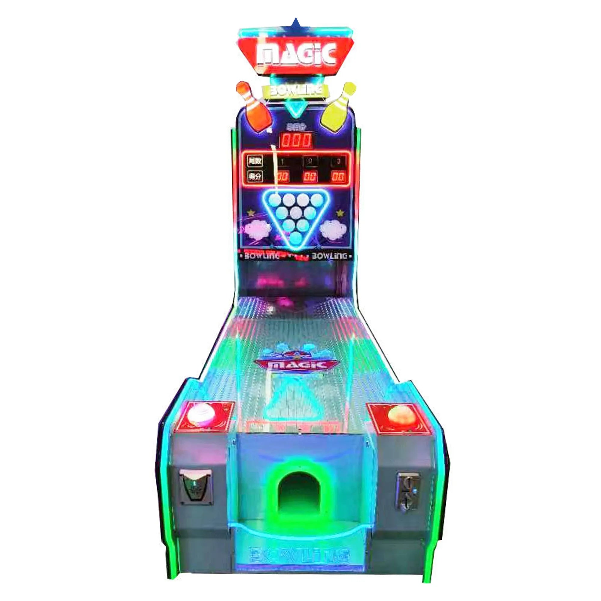 Magic Bowling Strike Zone™ Arcade with Real Pins and Neon Lights