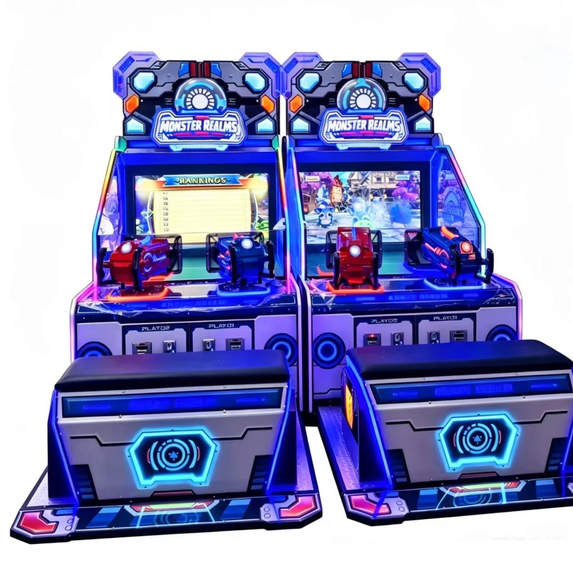 Monster Realm Kid Friendly Shooting Arcade with LED Cabinet Lights