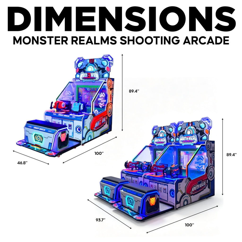 Monster Realm Kid Friendly Shooting Arcade with LED Cabinet Lights