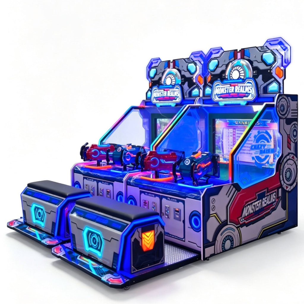 Monster Realm Kid Friendly Shooting Arcade with LED Cabinet Lights