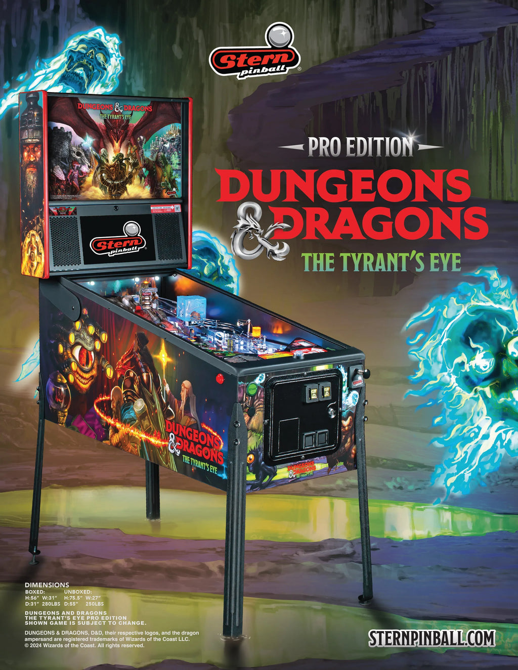 Pro Dungeons & Dragons: The Tyrant's Eye Pinball Machine by Stern Pinball