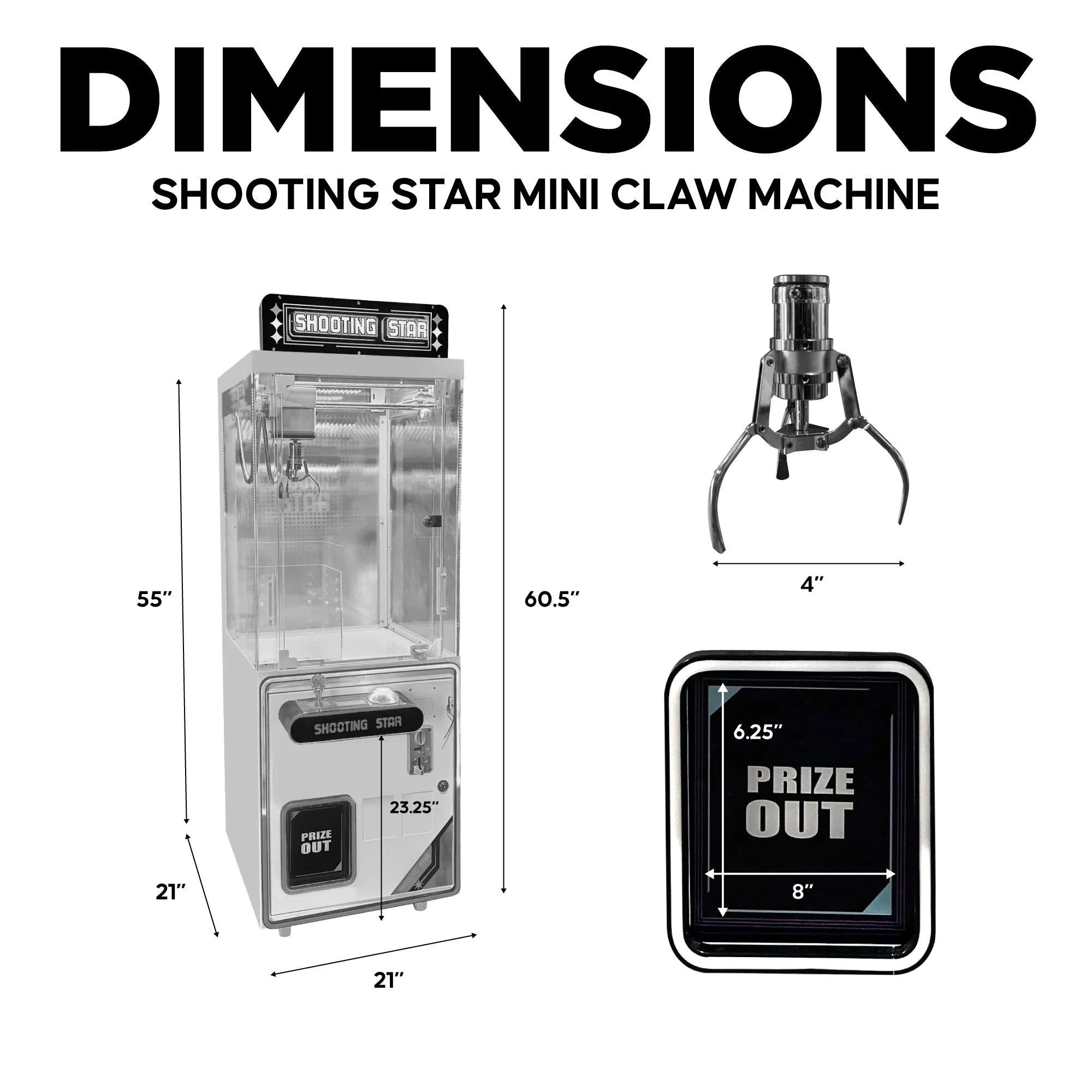 Shooting Star Mini 21" Kid-Friendly Claw Machine