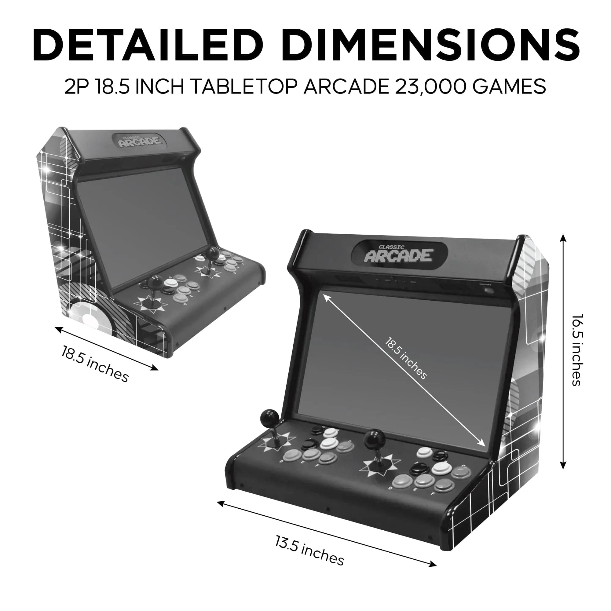 2P Mini 18.5" LCD Tabletop Arcade Machine with 23,000 Modern and Classic Games | HDMI Compatible | Add Games via SD Card