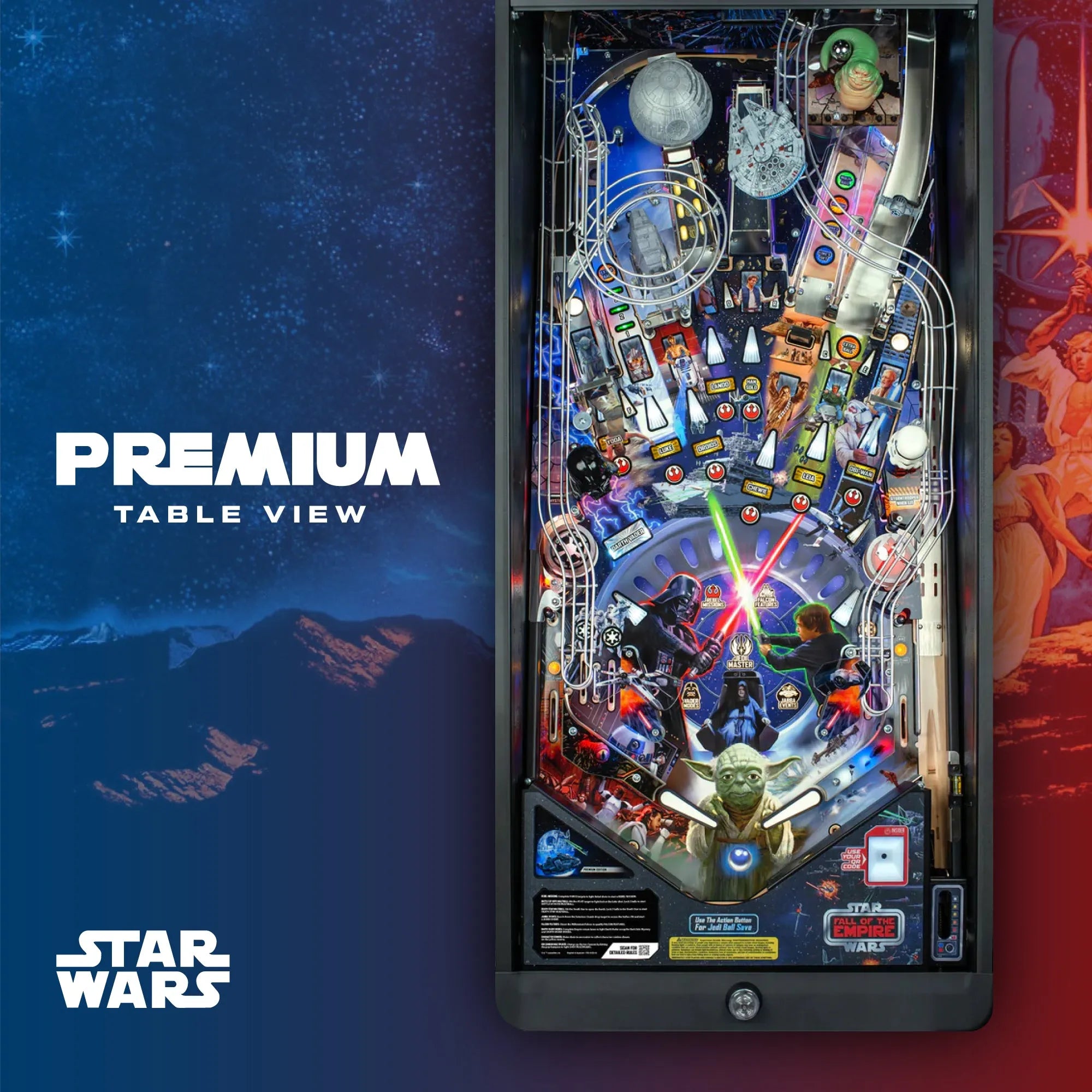 Premium Star Wars: Fall of the Empire Pinball Machine by Stern Pinball