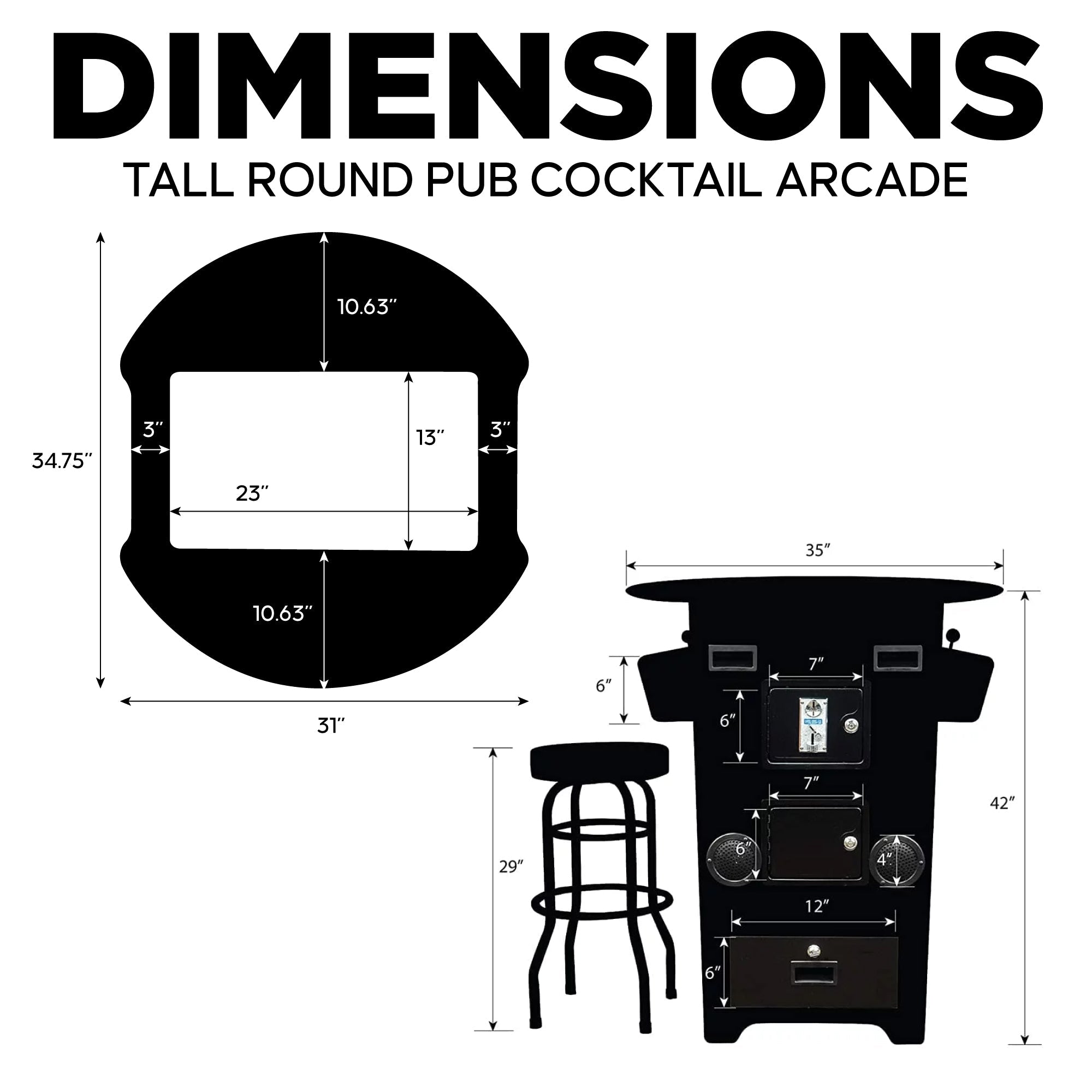 Tall Pub Cocktail Arcade Machine