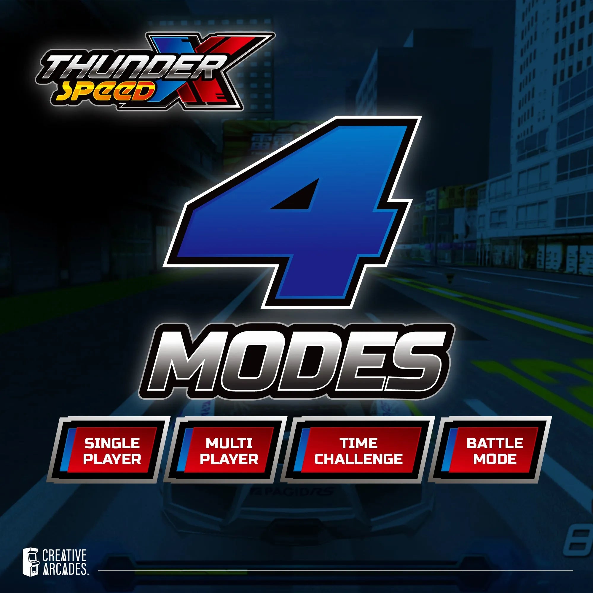 Linked Thunder Speed X™ Racers - Set of 2 Racing Simulators with Force Feedback and Wifi Connection for Online Play