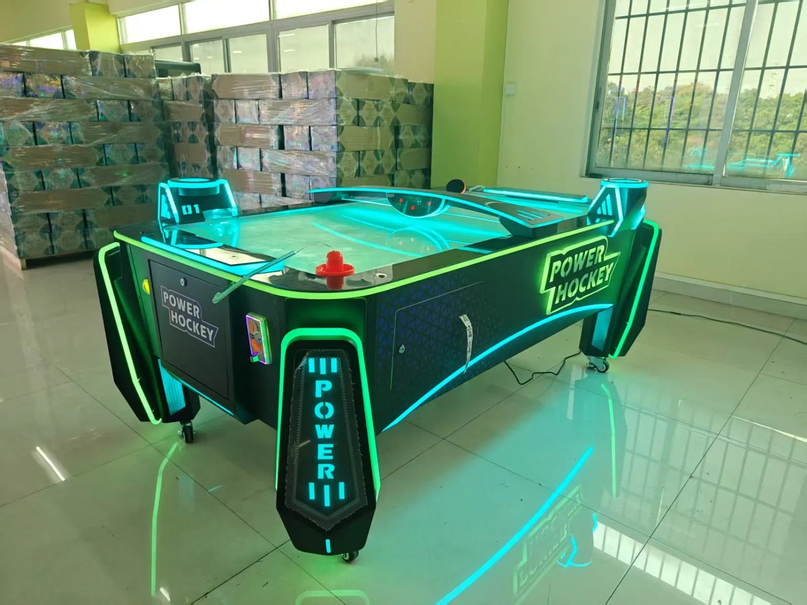 Power Glide Hockey™ Air Hockey Table with Neon Lights