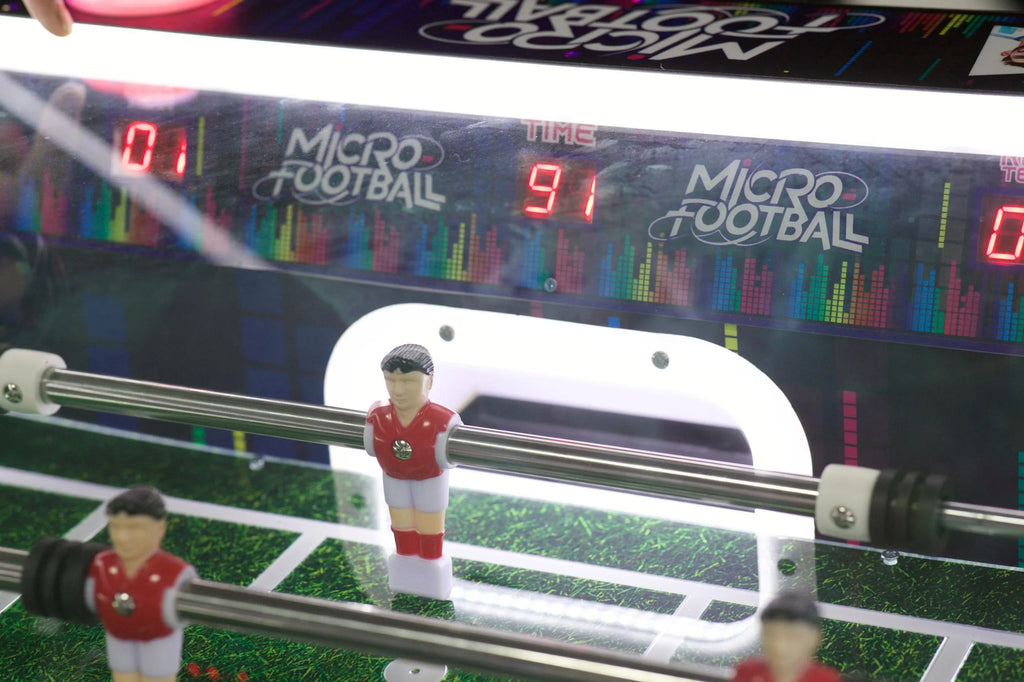 Micro Football™ Foosball Table with Soccer Ball Elevator Center, Digital Score Boards, and LED Neon Cabinet Lights