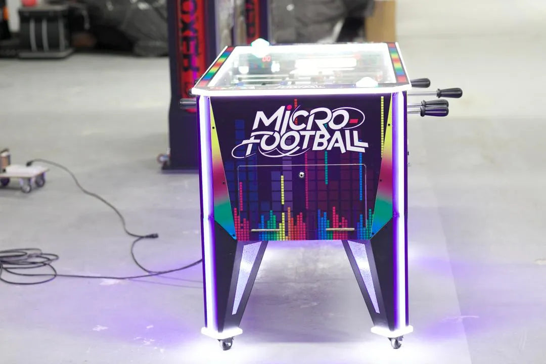 Micro Football™ Foosball Table with Soccer Ball Elevator Center, Digital Score Boards, and LED Neon Cabinet Lights