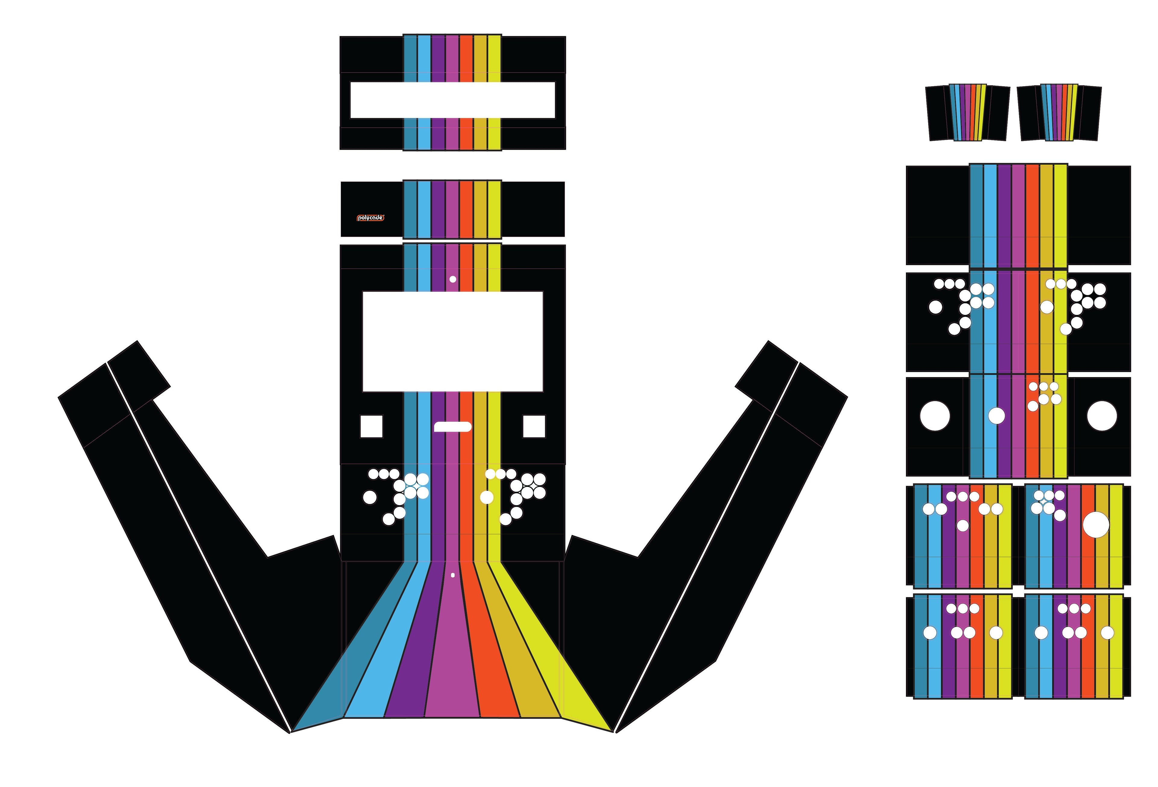 Polycade Neon Stripes - Magnet Decal Set