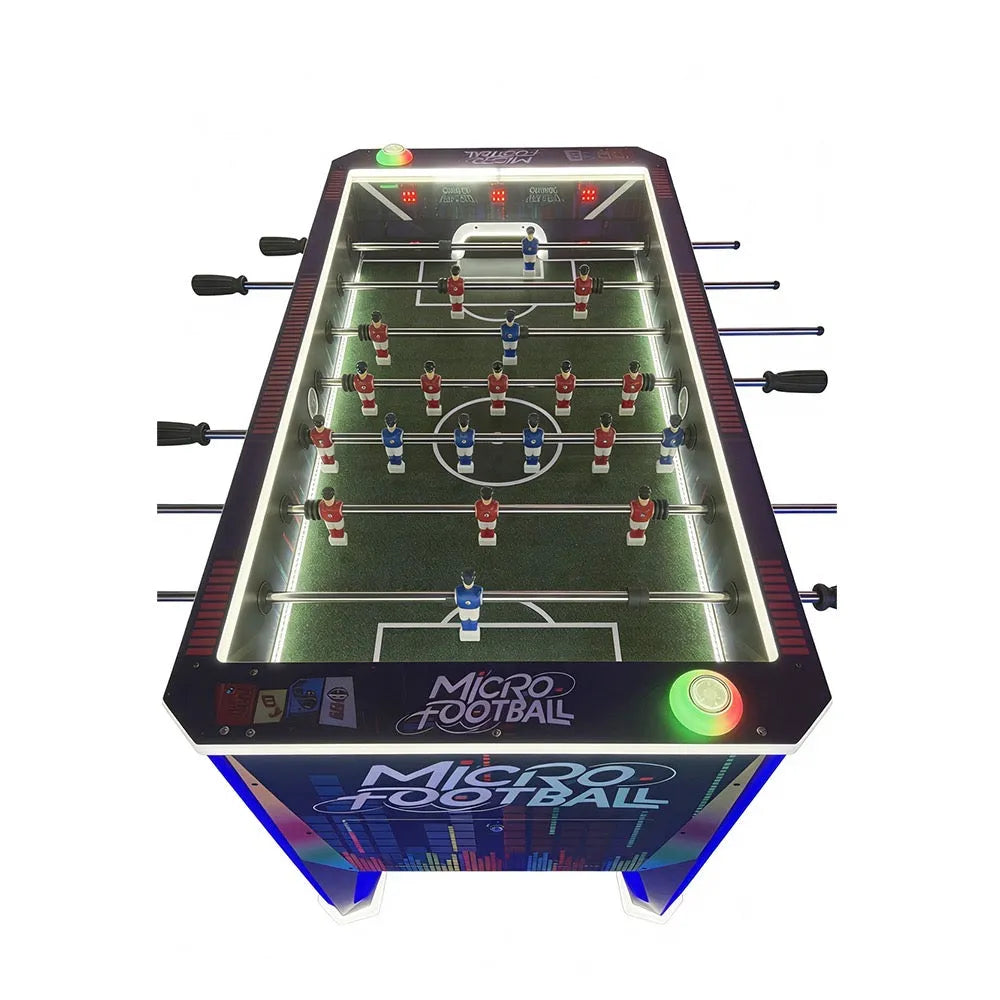 Micro Football™ Foosball Table with Soccer Ball Elevator Center, Digital Score Boards, and LED Neon Cabinet Lights