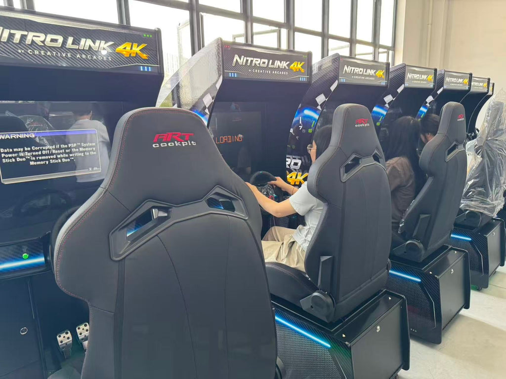 NEW Nitro Link 4K Racing Simulator Arcade Machine with Neon Cabinet Lights and 236 Games
