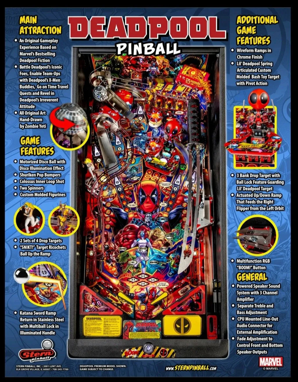 Premium Deadpool Pinball Machine by Stern Pinball