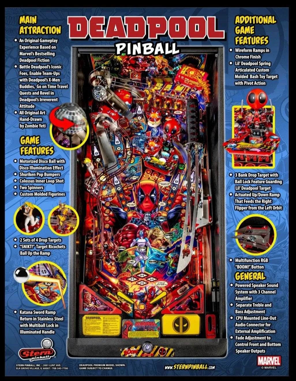 Premium Deadpool Pinball Machine by Stern Pinball