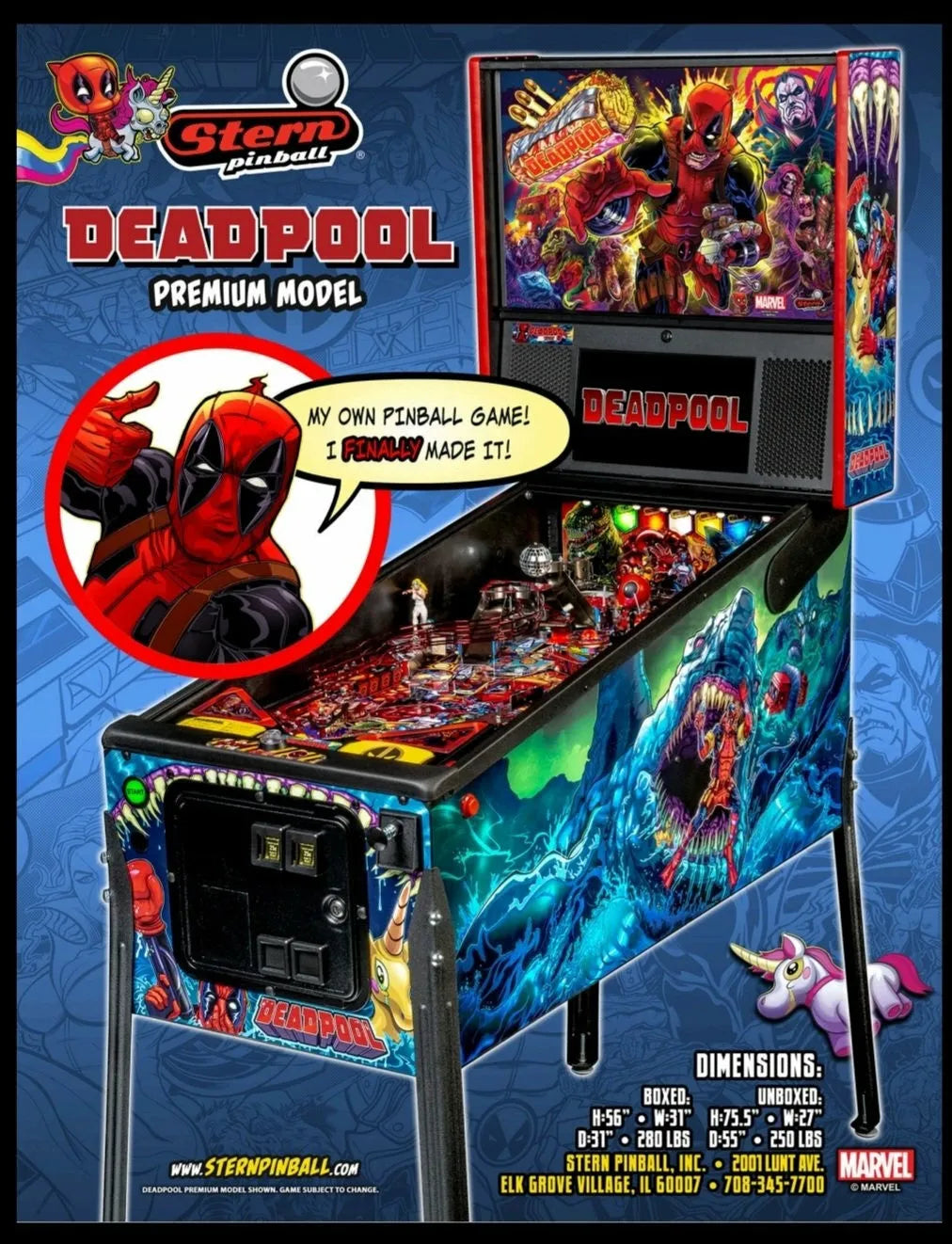 Premium Deadpool Pinball Machine by Stern Pinball
