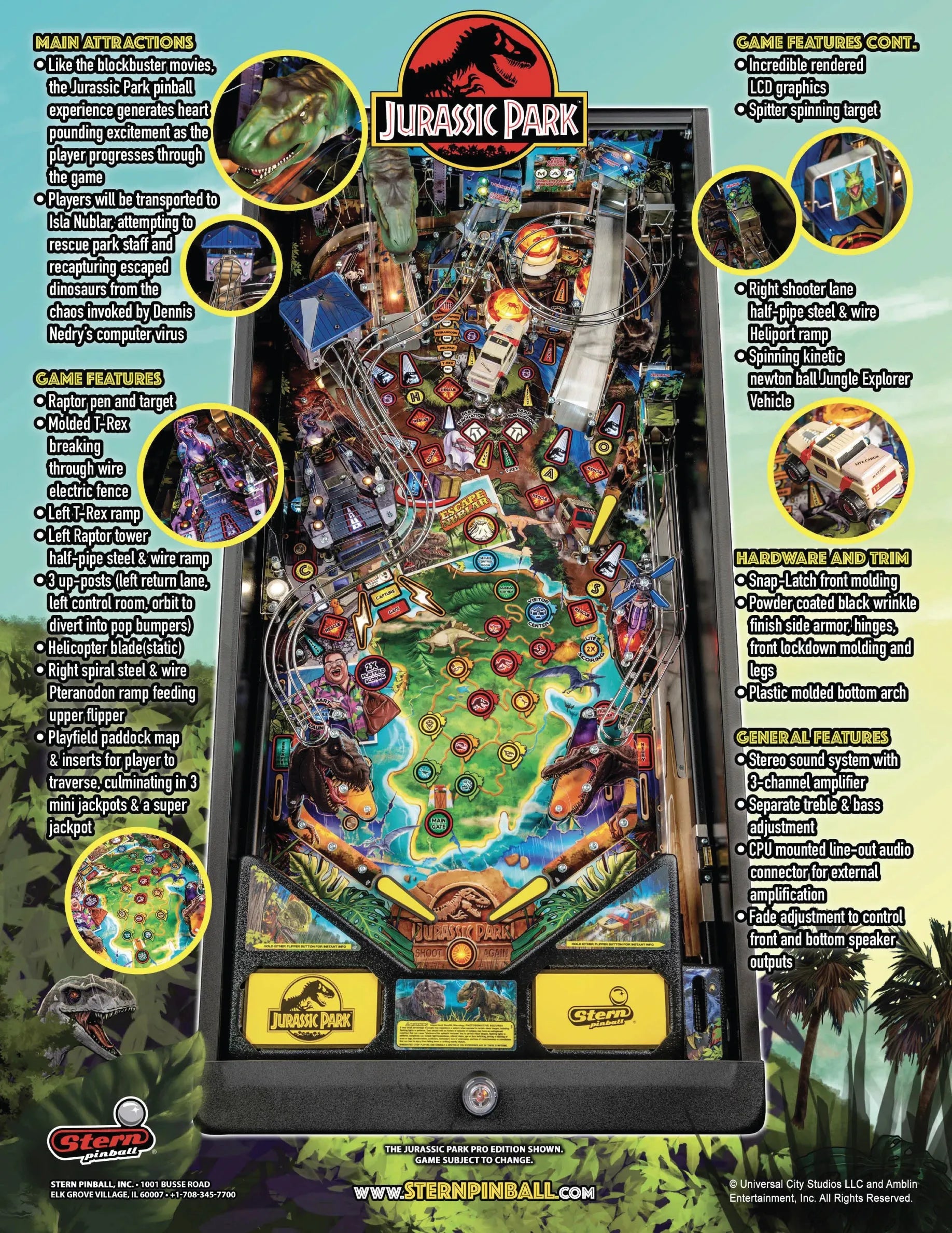 Pro Jurassic Park Pinball Machine by Stern Pinball